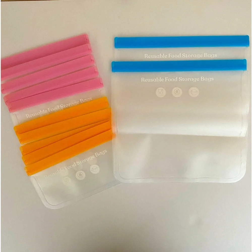 NEW Frosted with Accent Color 12 each Reusable Food Storage Bags